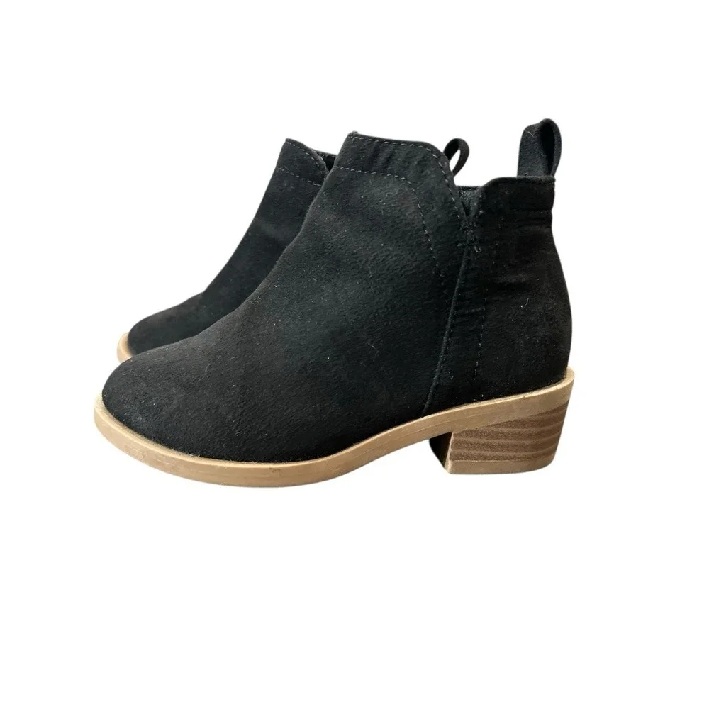 Wonder Nation Toddler Girls Ankle Boots Sz 8 Black Faux Suede Zipper Dressy